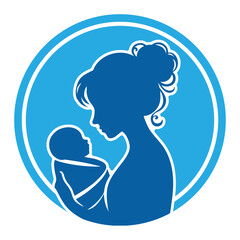 Mother and baby love care symbol logo