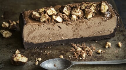Hazelnut Chocolate Cheesecake Slice, Rustic Kitchen