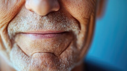 Naklejka premium Close-up of mature man's face showcasing wisdom, character, and