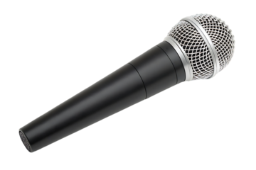 Studio microphone for vocal recording and performance on transparent background