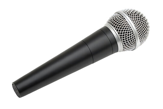 Studio microphone for vocal recording and performance on transparent background