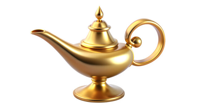 3D Rendering of Genie from Lamp, Cartoon Plastic Style Icon Isolated on Transparent Background