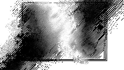 Distress grunge black dusty texture. Balck and white isolate plash with rack and line dot texture. chaotic, grunge, pattern, random, illustration, black, modern, graphic.