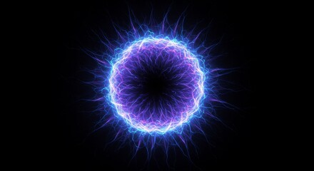 Luminous Energy Orb - A vibrant, glowing orb of purple and blue energy radiates light against a black background. Intricate patterns within the sphere create a mystical and powerful visual