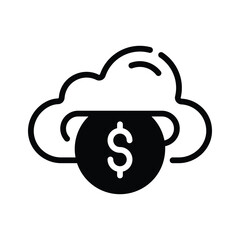 Simple yet handy glyph style icon of cloud money