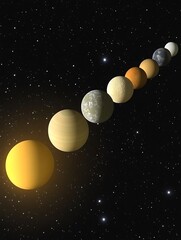 Fototapeta premium A colorful illustration showcasing celestial bodies suspended in space