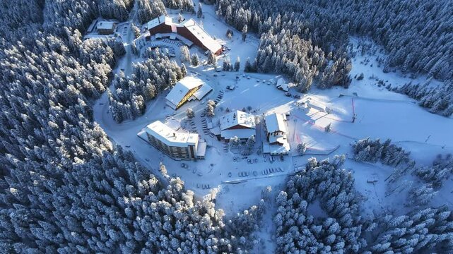 Ilgaz Mountains National Park Ski Resort on the Border of Kastamonu and &Ccedil;ankırı Provinces Drone Video, Kastamonu Turkiye (Turkey)