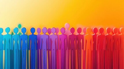Fototapeta premium Colorful Silhouette of Group of People in Gradient Background Design