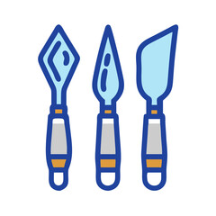Palette Knives Representing Artistic Texture Tools Icon Design