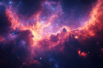 Fototapeta premium Cosmic nebula with vibrant colors and swirling gases in deep space