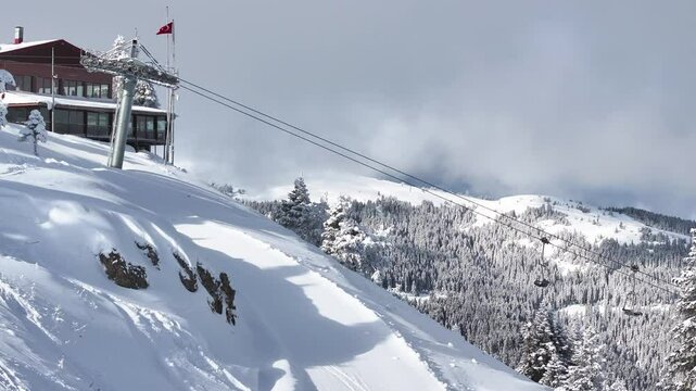 Ilgaz Mountains National Park Ski Resort on the Border of Kastamonu and &Ccedil;ankırı Provinces Drone Video, Kastamonu Turkiye (Turkey)