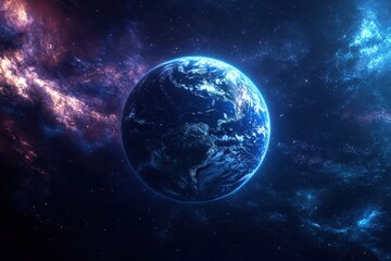 Obraz premium Vibrant view of Earth from space with stunning cosmic background
