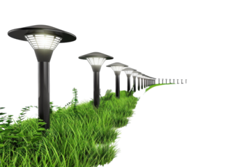 Eco-Friendly Illumination: Solar-Powered Garden Path Lights Isolated On Transparent Background