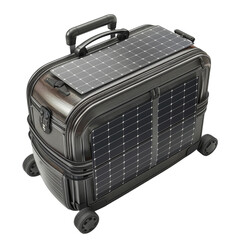 Fototapeta premium Solar-Powered Travel Companion: Trolley Bag Isolated On Transparent Background
