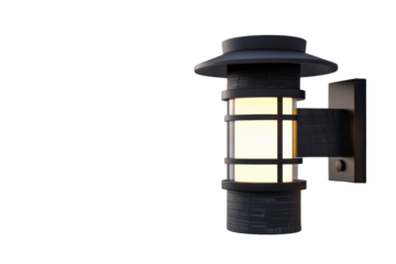 Eco-Friendly Illumination: Solar-Powered Wall-Mounted Garden Lights Isolated On Transparent Background