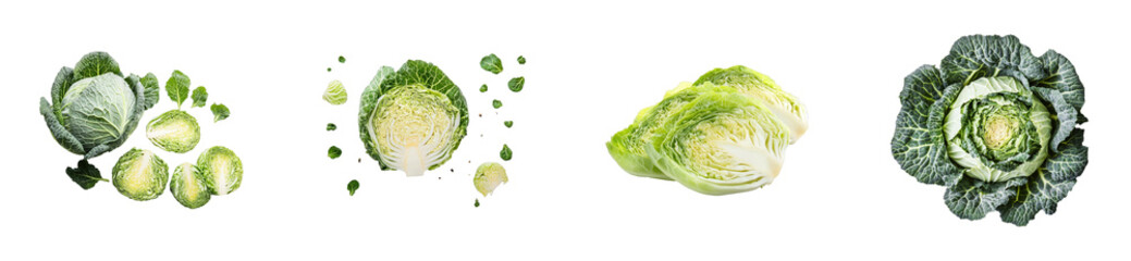 Obraz premium Fresh cabbage preparation kitchen food. Cut out png set