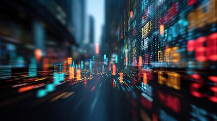 Obraz premium Dynamic Double Exposure of Technology-Driven Stock Market Visualization