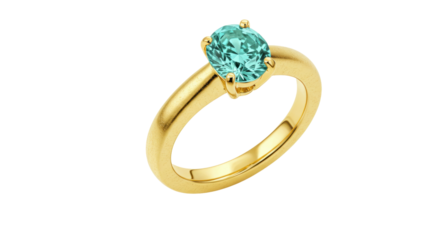 Isolated Gold Ring with Blue Stone