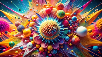 Vibrant Abstract Macro Wallpaper: Colorful Dotted Geometric Splash Art