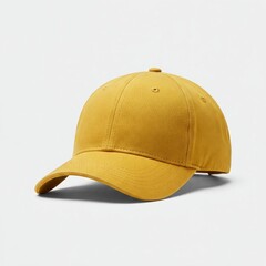 Fototapeta premium Minimalist Yellow Baseball Cap on White Studio Background
