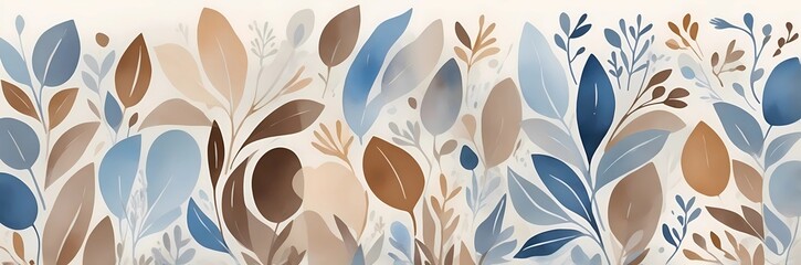Watercolor leaves pattern background design vector illustration botanical art print textile wallpaper decor