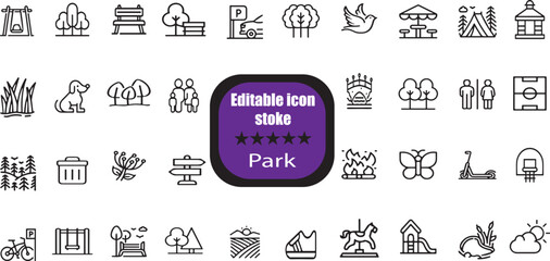 Park Stroke icon collections. 