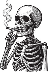 skull smoking skeleton vector illustration