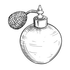 vintage perfume spray bottle vector line art hand drawn illustration