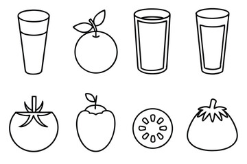 Healthy Tomato Juice Vector Set