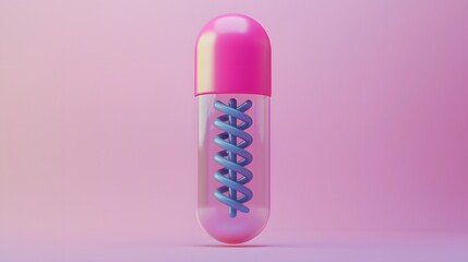 3D illustration of a transparent capsule containing a blue DNA helix, symbolizing genetic medicine, biotechnology, and future advancements in healthcare.