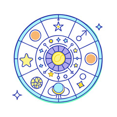 astrological wheel icon, astrological wheel vector illustration-simple illustration of astrological wheel, perfect for astrological wheel logos and icons