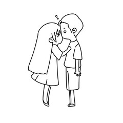 A boy and a girl are kissing