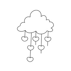 A cloud with hearts hanging from it