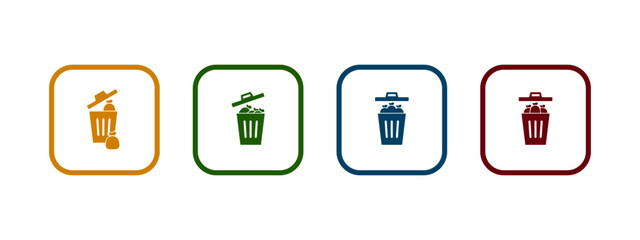 full wheelie bin icon vector illustration. full bin icon in different color design.