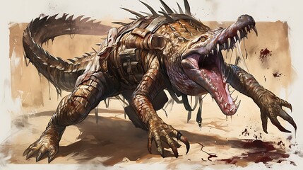 Fototapeta premium Armored Crocodile Attack