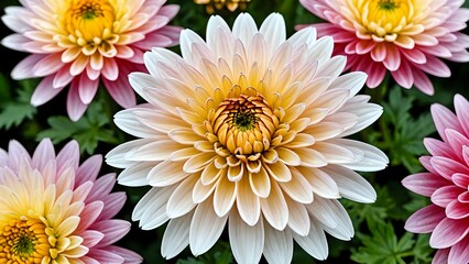 Fototapeta premium yellow and red chrysanthemum