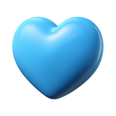 Cute 3D Like Icon in Sky Blue with Puffy Heart Shape and Shiny Finish on White Background

