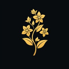 Elegant golden flower design digital art minimalist style floral pattern nature modern aesthetic