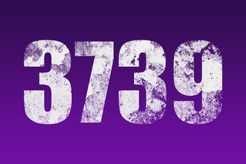 flat white grunge number of 3739 on purple background.	