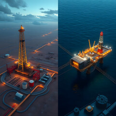 Contrasting Energy Landscapes: Onshore and Offshore Oil and Gas Exploration
