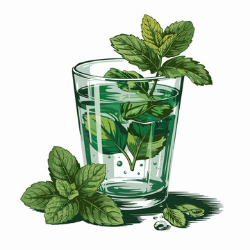 recommend clip art: Mint Leaves in Refreshing Glass Drink Clipart