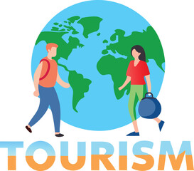 A logo design business tourism vector earth illustration