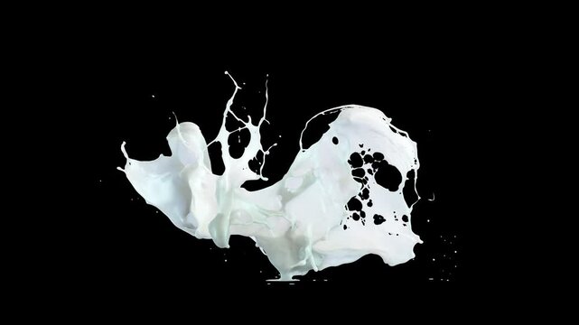 Creamy milk splash in slow motion with smooth realistic fluid flow