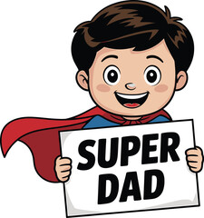 Father’s Day vector illustration featuring a child giving a “Best Dad Ever” card to his father, with love, gratitude, and family elements — perfect for celebrating Father’s Day on June 16, 2025. Edita