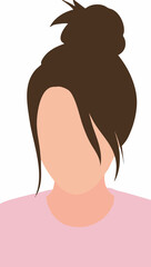 Woman with bun hairstyle faceless pink top. Vector Image