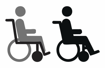 Fototapeta premium Wheelchair User Icon Set Gray Black. Vector Image