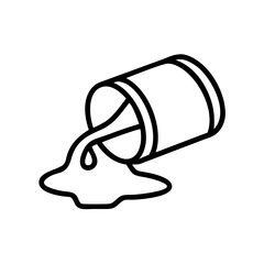 Spilled paint can creating a colorful puddle on a surface  