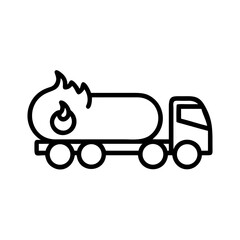 Burning Fuel Tanker Truck Icon  