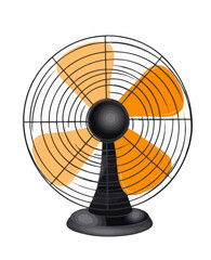 Orange and Black Desk Fan Illustration. Vector Image