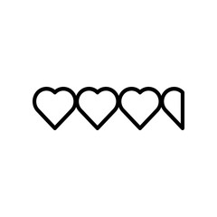 Clean and minimal illustration of four consecutive heart outlines aligned in a single row